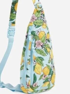 Vera Bradley Quilted Lemon Print Crossbody Sling Bag - Blue